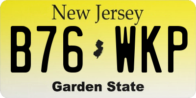 NJ license plate B76WKP