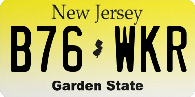 NJ license plate B76WKR