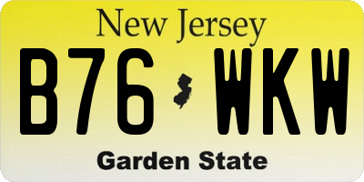 NJ license plate B76WKW