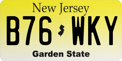 NJ license plate B76WKY