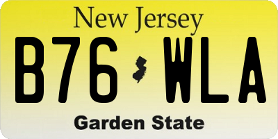 NJ license plate B76WLA