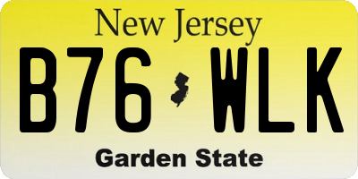 NJ license plate B76WLK