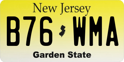 NJ license plate B76WMA
