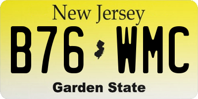 NJ license plate B76WMC