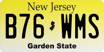 NJ license plate B76WMS
