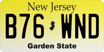 NJ license plate B76WND
