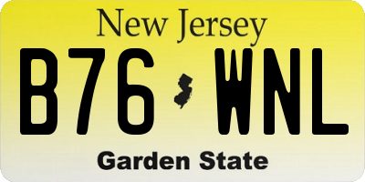 NJ license plate B76WNL