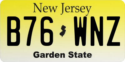 NJ license plate B76WNZ