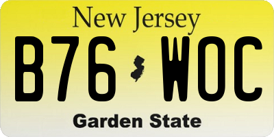 NJ license plate B76WOC