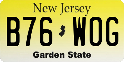 NJ license plate B76WOG