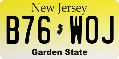 NJ license plate B76WOJ