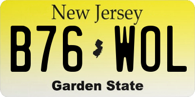NJ license plate B76WOL