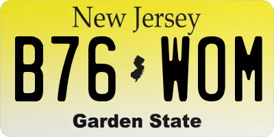NJ license plate B76WOM