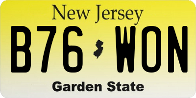 NJ license plate B76WON