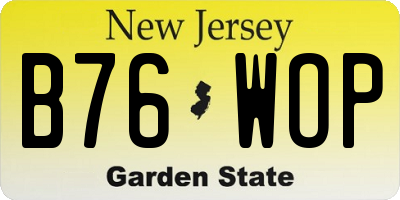 NJ license plate B76WOP