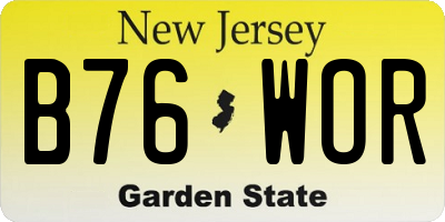 NJ license plate B76WOR