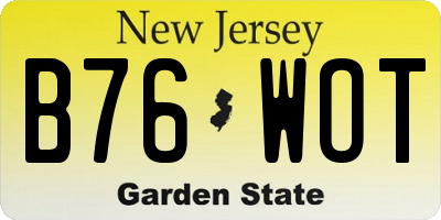 NJ license plate B76WOT