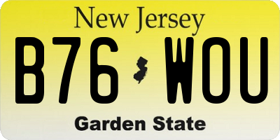 NJ license plate B76WOU