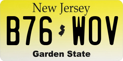 NJ license plate B76WOV