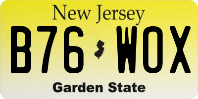 NJ license plate B76WOX