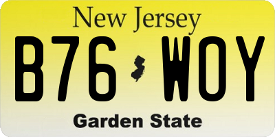 NJ license plate B76WOY