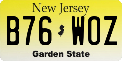 NJ license plate B76WOZ