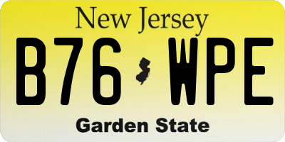 NJ license plate B76WPE