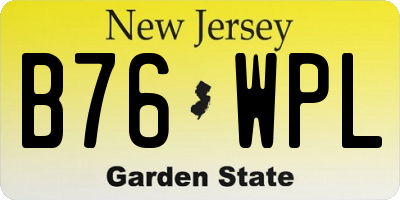 NJ license plate B76WPL