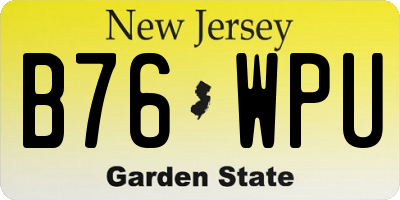 NJ license plate B76WPU