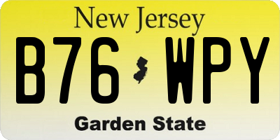 NJ license plate B76WPY