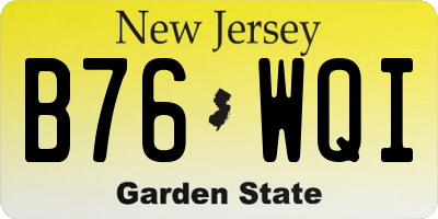 NJ license plate B76WQI
