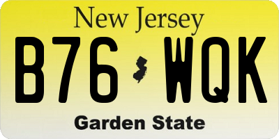 NJ license plate B76WQK