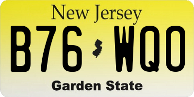 NJ license plate B76WQO