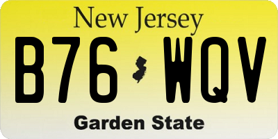 NJ license plate B76WQV