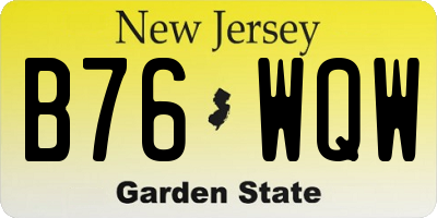 NJ license plate B76WQW
