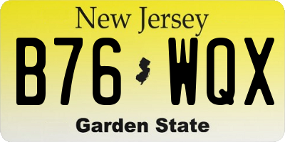 NJ license plate B76WQX