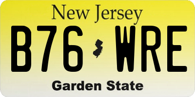 NJ license plate B76WRE