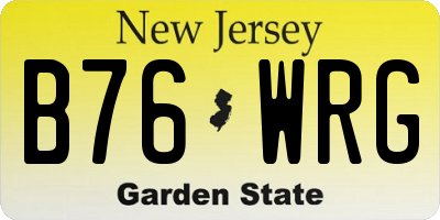 NJ license plate B76WRG