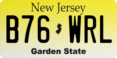 NJ license plate B76WRL