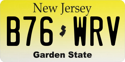 NJ license plate B76WRV