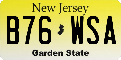 NJ license plate B76WSA