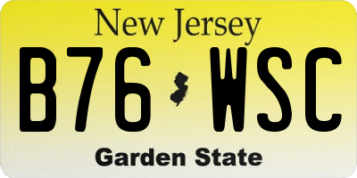 NJ license plate B76WSC