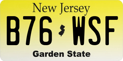 NJ license plate B76WSF