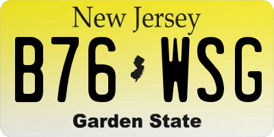 NJ license plate B76WSG