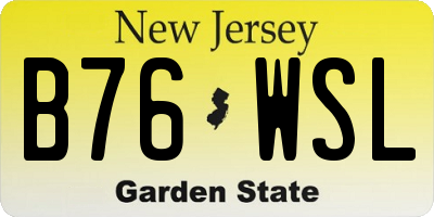 NJ license plate B76WSL