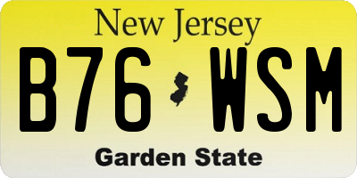 NJ license plate B76WSM