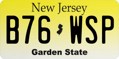 NJ license plate B76WSP