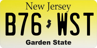 NJ license plate B76WST