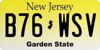 NJ license plate B76WSV