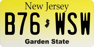 NJ license plate B76WSW